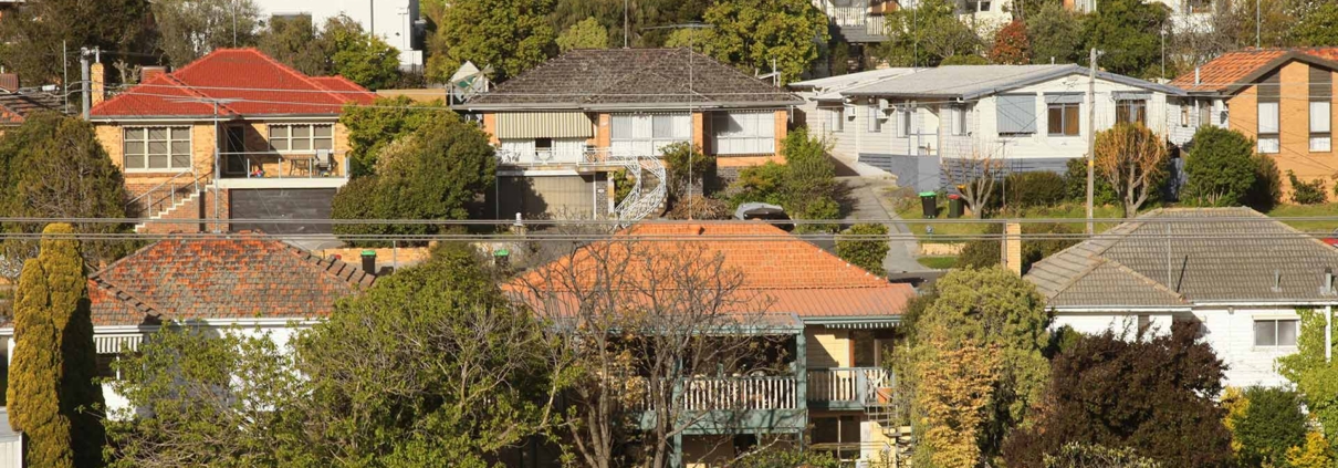 Image of older style suburban houses in Melbourne.
