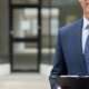 What planning checks should I do before listing a commercial property in Victoria? Image of a real estate agent with clipboard, infront of a vacant shop front.